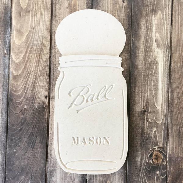 14" Mason Jar Wood Cutout