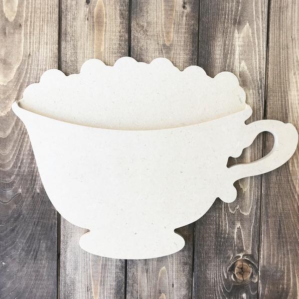 14" Tea Cup Wood Cutout