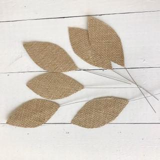 Burlap Boutonniere & Corsage Leaves 6 pack